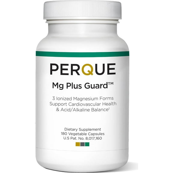 PERQUE Magnesium Plus Guard 180 Capsules – Gentle Magnesium Complex with Citrate, Glycinate & Ascorbate – Supports Muscle Relaxation, Nerve Function & Energy