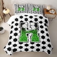 thumbnail image 2 of Erosebridal Personalized Initial H Soccer Print Twin Quilt Set for Boys Girls,Teens Green Glitter Print Twin Coverlet Set, 2 of 7
