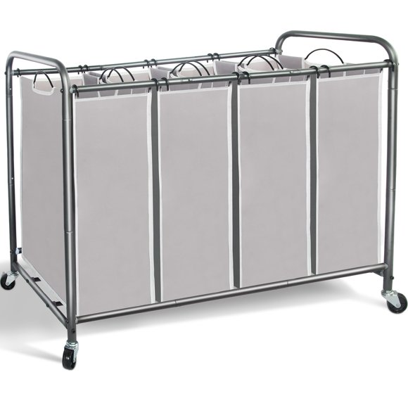 Clasificador de ropa STORAGE MANIAC, 4 secciones, 181 L, con ruedas, color gris