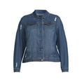 thumbnail image 4 of A3 Denim Women's Plus Size Distressed Denim Jacket, 4 of 5