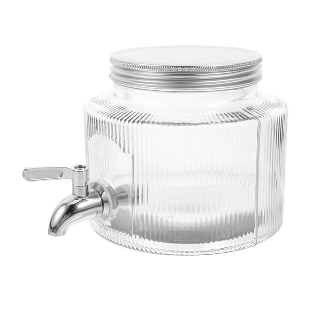Dispensador de bebidas de vidrio, contenedor de agua para refrigerador, dispensador de jugo, té, limonada de gran capacidad, grifo de almacenamiento para uso en fiestas en el hogar