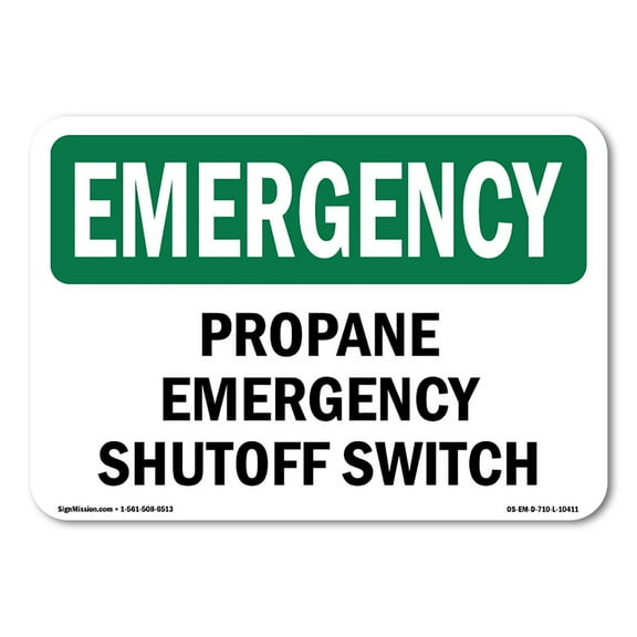 OSHA EMERGENCY Sign - Propane Shutoff Switch | Plastic Sign | Protect Your Business, Construction Site, Warehouse & Shop Area | Made in the USA