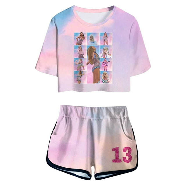 HUANBAI Ensemble de Chemises et Shorts pour Filles Fans de Musique Ensemble de Tenues pour Filles Amoureuses de Musique 150