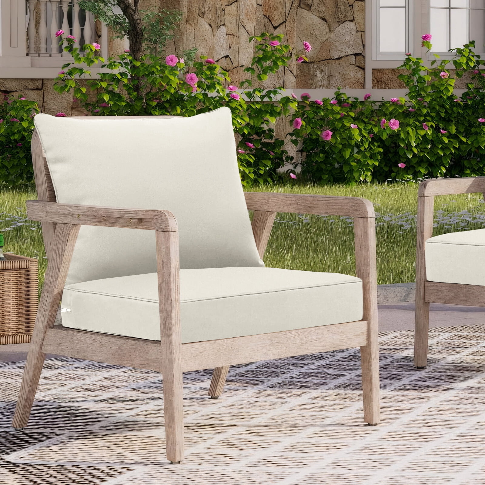 Outdoor Seat Cushion Set 24 x 24 Inch Waterproof & Fade Resistant Patio Furniture Cushions with Removable Cover, Outdoor Sofa Replacement Seat & Back Cushions for Chair Sofa Couch, Beige