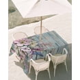 thumbnail image 3 of 60x120 Inch Outdoor Tablecloth with Umbrella Hole Zipper Rectangle Pink Flower Rectangular Tablecloths Outside Waterproof Lavender Leaves Blue Board Pastoral Retro Patio Table Cover for Picnic Party, 3 of 8
