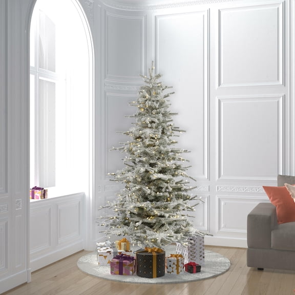 Vickerman 6.5' Flocked Sierra Fir Artificial Christmas Tree with Warm White Single Mold LED lights