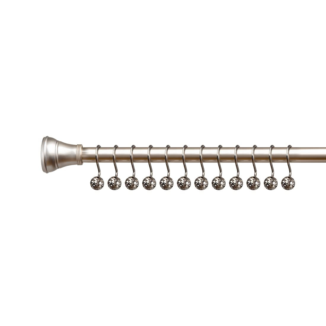 Utopia Alley Shower Hooks - Shower Curtain Rings for Bathroom - Rust Resistant Shower Curtain Hooks for Shower Curtain or Liner - Set of 12, Brushed Nickel