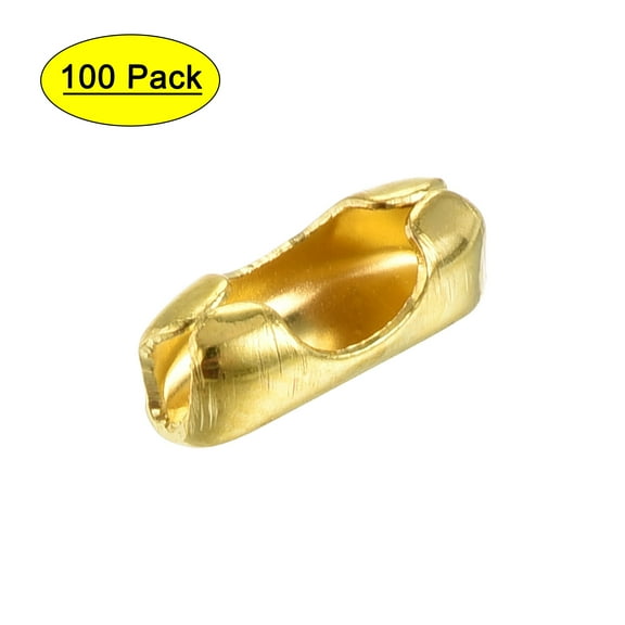 Uxcell 0.13" Crimp Link Ball Chain Connector Iron Gold Tone 100pcs