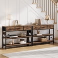 thumbnail image 7 of Aufeile 43" Narrow Console Table, Entryway Table with 3 Drawers and Outlets, Fabirc Sofa Table with Open Shelves for Couch, Hallway, Foyer, Living Room, Brown, 7 of 7