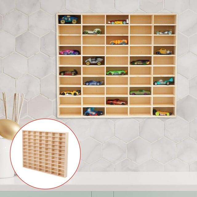 Multipurpose Action Figure Display Shelf Racks Showcase Wooden Car Display Stand 77 grids