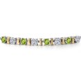 thumbnail image 4 of Gem Stone King 925 Silver and 10K Yellow Gold Green Peridot and Lab Grown Diamond Bracelet for Women | 2.28 Cttw | Gemstone August Birthstone | Round 4MM | Adjustable up to 9 inch, 4 of 7