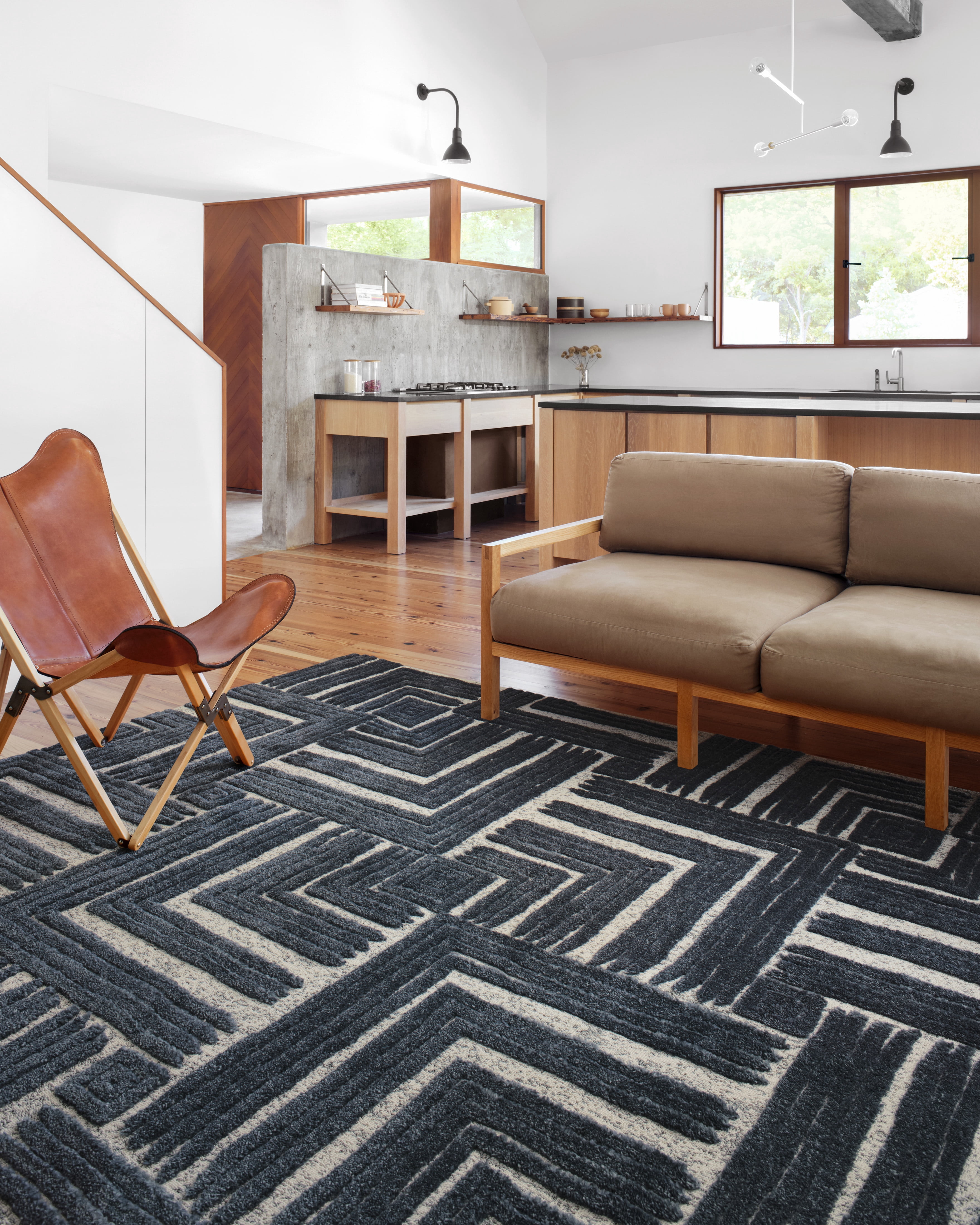 Loloi Hagen HAG-05 Blue / White Geometric Area Rug 18" x 18" Sample Swatch