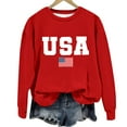 thumbnail image 5 of Charmgo Clearance Womens Sweatshirt, Women's Autumn Round Neck American Flag USA Print Shirt Loose Casual Hooded Sweatshirt Graphic Hoodies, USA Sweatshirt for Women Red L, 5 of 6