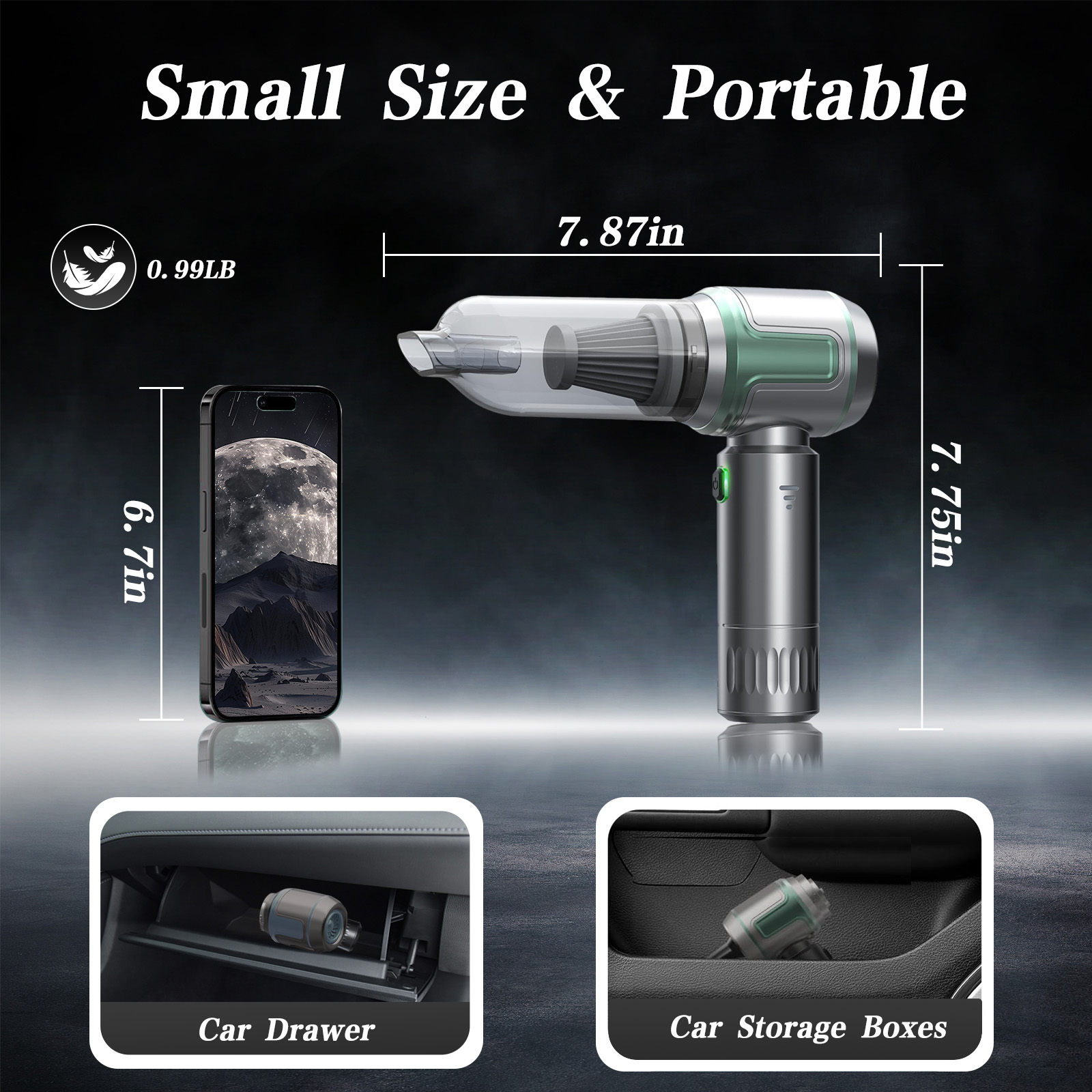 Ecoflick Handheld Vacuum Cleaner, Battery Powered, 16000PA, Mini Vacuum Cleaner Cordless for Car, Home, Office