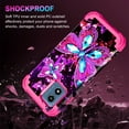 thumbnail image 6 of Casetego for Moto G 5G 2024 Case,Glow in The Dark Three Layer Heavy Duty Shockproof Protection Hard Plastic Bumper+Soft Silicone Protective Case,Rose Red Butterfly, 6 of 7