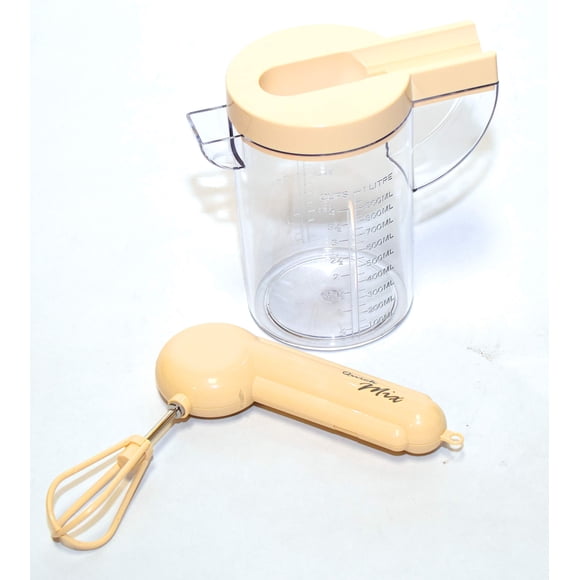 Sana Enterprises Batidora portátil de doble velocidad (transparente y beige) Mini licuadora ligera manos libres con vaso medidor/mezclador de 1 litro para mezclar ingredientes suaves como batidos, mas