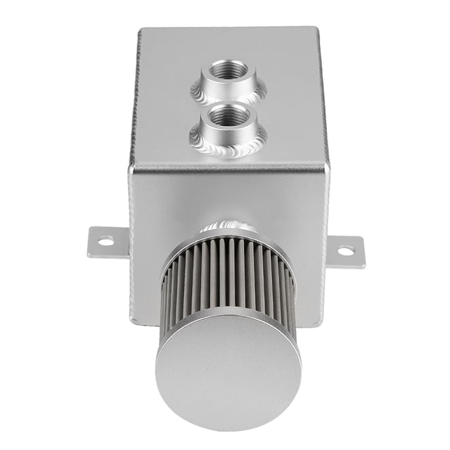 Tanque de depósito de lata de captura de aceite de aluminio Universal modificado para coche con filtro de ventilación plateado