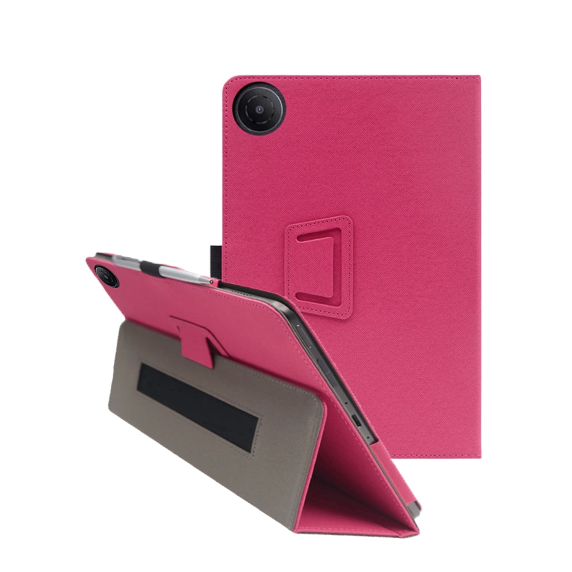 HYRACPO Protective Case for TCL TAB 8 Gen 2 8.7” Tablet, PU Leather Flip Folio Cover with Hand Strap, Anti-Fingerprint, Lightweight & Slim Shockproof Shell-Rose red