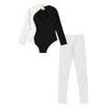 thumbnail image 7 of Doomiva Kids Girls Shiny Rhinestone Long Sleeve Bodysuit Unitard Gymnastics Ballet Dance Leotard with Leggings Set White 14, 7 of 7