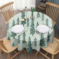 thumbnail image 3 of Light Green Christmas Tree Pattern Round Tablecloth 60"x60",Wrinkle Wipeable Table Cloth for Kitchen Dining Room Picnic Patio Party, 3 of 6