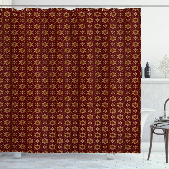 Ambesonne Abstract Shower Curtain, Dotted Flowers Pattern, 69"Wx70"L, Maroon Pale Brown