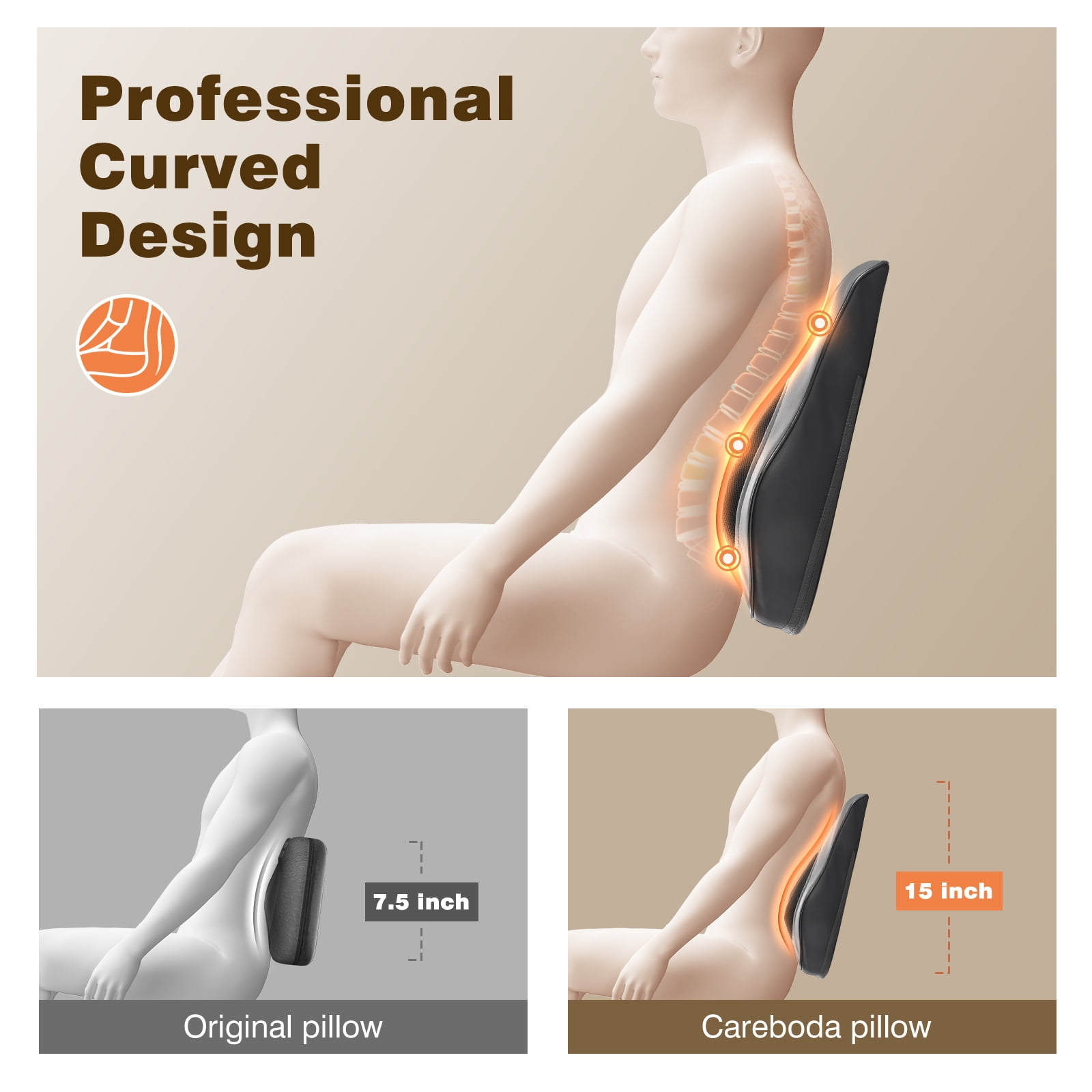 Naipo Back Massager with Heat, Shiatsu Neck & Back Massager Pillow for Pain Relief, 3D Kneading Massage Cushion for Back, Neck, Shoulder Muscle Relaxation, Ideal Gifts for Mom Women, Gray