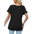 thumbnail image 3 of Avamo Hauts d'Été pour Femmes T-shirt Col Rond Manches Courtes T-shirt Confortable Chandail de Travail Noir G, 3 of 4