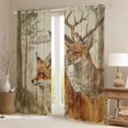 thumbnail image 2 of Feelyou Jungle Cartoon Fox Black Out Curtains for Teen, Rustic Deer Moose Curtains Pack of 2 (42x63 Each), Woodland Wildlife Bedroom Curtains, Curtains and Drapes Room Decor, 2 of 6