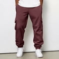 thumbnail image 2 of Basysin Men Jogger Cargo Pants Elastic Drawstring Waist With Pockets Trousers Solid Color Lounge Walking Jogging Outdoor Casual Workout Home, 2 of 6
