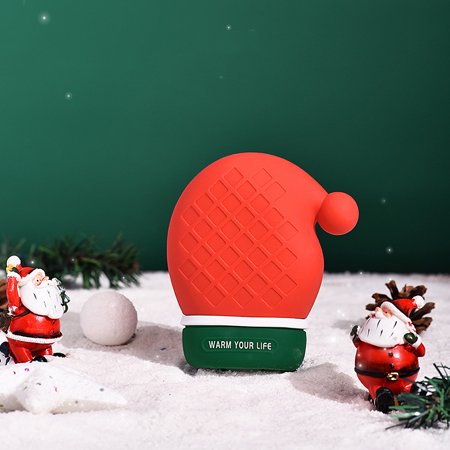 TSSUOUN Hot Water Bag Christmas 320ML Leak-proof Filled Warm Bottle Silicone Portable Winter Hand Warmer  Cap  Red