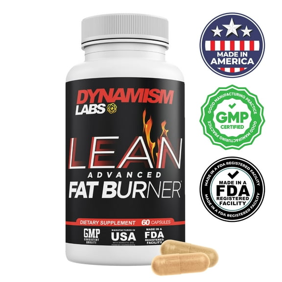Dynamism Labs LEAN Advanced Fat Burner - Natural Weight Loss Supplement, Appetite Suppressant, Metabolism Booster, Garcinia Cambogia Extract, Green Tea Extract, Raspberry Ketone - 60 ct