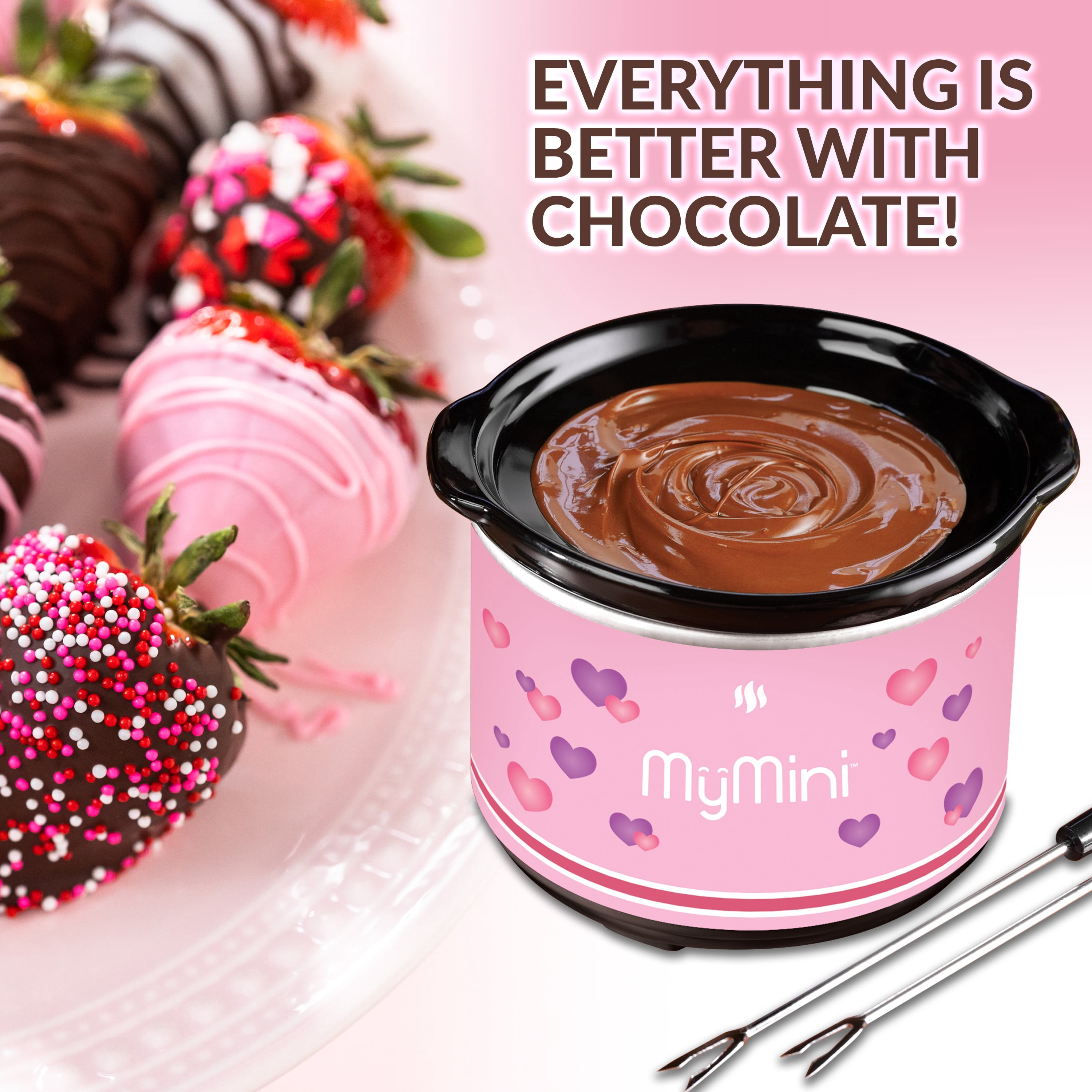 Nostalgia My Mini Chocolate Dipping Pot Electric Skillet Pink Polka Dot