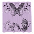 thumbnail image 2 of Ambesonne Spring Shower Curtain, Butterfly Floral Mandala Art, 69"Wx70"L, Lilac Black, 2 of 4