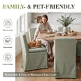thumbnail image 4 of Dayalane Modern Farmhouse Parsons Slipcover Dining Chairs Set of 2, High Back Linen Upholstered Kitchen Chairs with Removable Slipcover, Armless Oak Wooden Side Chair for Dining & Living, Green, 4 of 11
