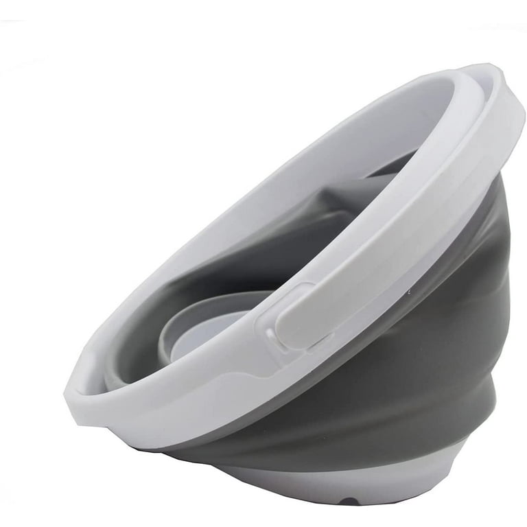 SAMMART Set Of 2 Collapsible Plastic Buckets - 10L (2.6 Gal) Foldable Water Pails For Camping, Fishing, Car Wash (Grey & Latte)