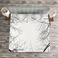 thumbnail image 3 of Ambesonne Forest Quilted Bedspread Set 3 Pcs, Leafless Scary Branches, King Size, Black and White, 3 of 3