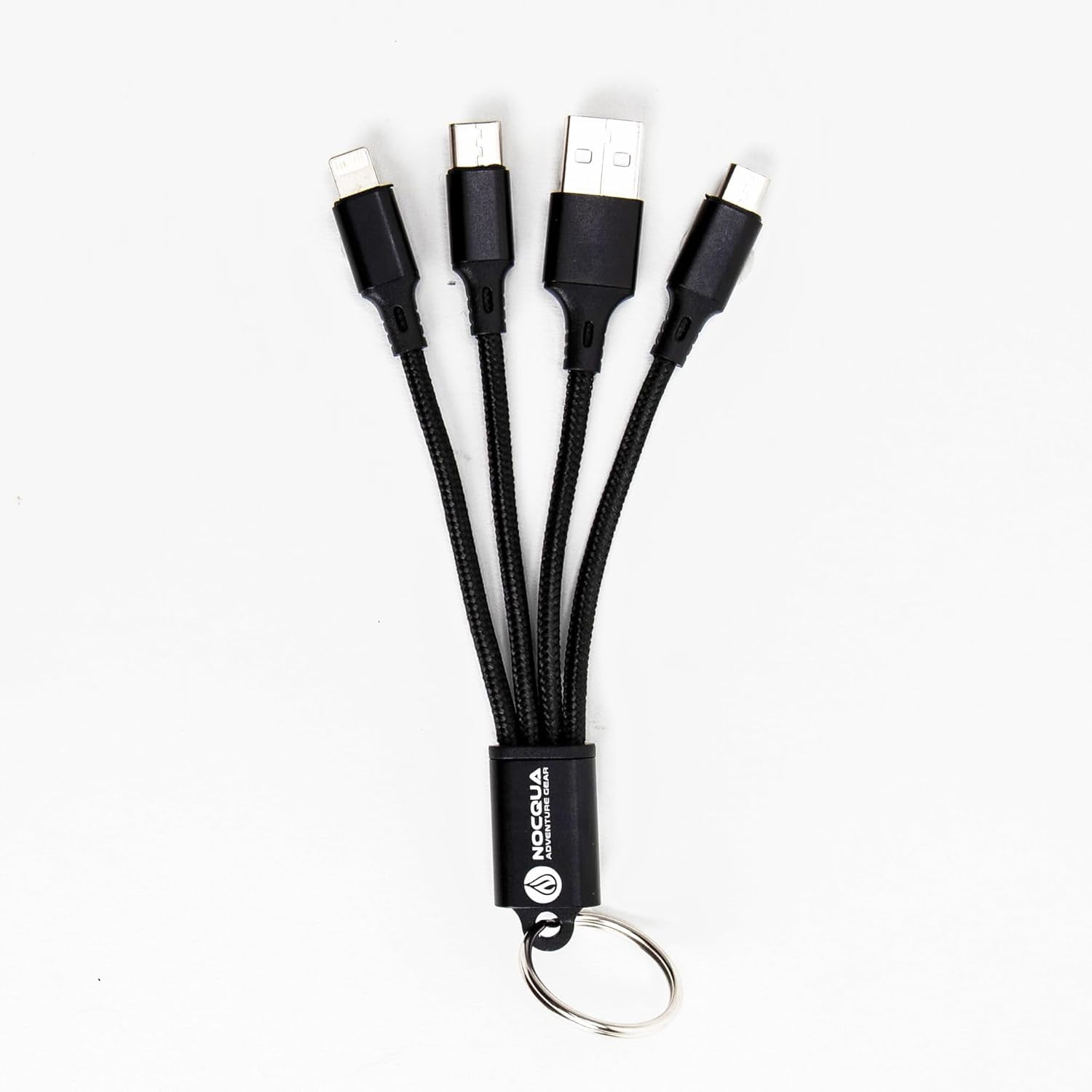 RGHJAR-4-in-1 Multi Charging Cable – Fast Charging Cables for Multiple Devices Compatible with USB-C, Micro USB & Lightning Cable, Portable Multi Charging Cord for Phones, GPS and More, 5” Black