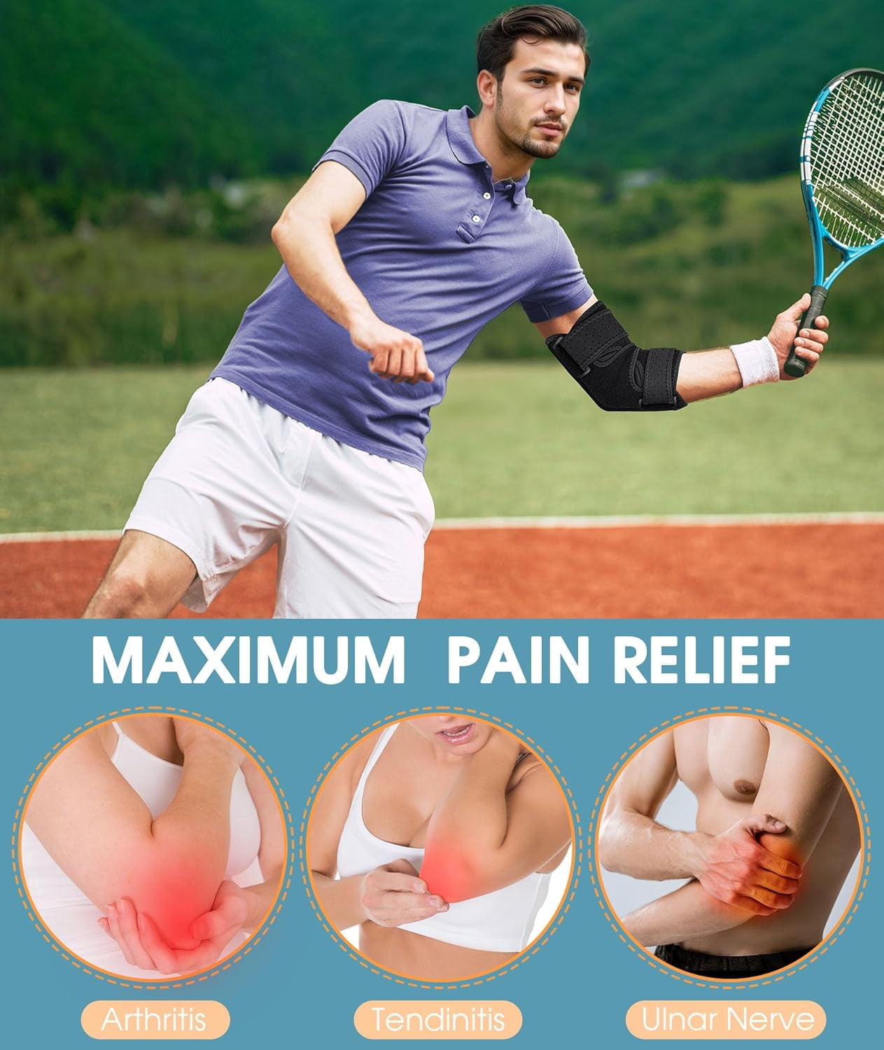 Elbow Brace,Comfortable Night Elbow Sleep Support,Elbow Splint, Adjustable Stabilizer Splints, Cubital Tunnel Syndrome,Tendonitis,Ulnar Nerve,Tennis,Fits for Men and Women(Fits Most)