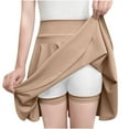 thumbnail image 2 of Women's Basic A-Line Skirt Summer Shorts Skirt School Pleated Casual Mini Skater Plus Size Flared Skirt Khaki M, 2 of 6