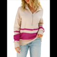 thumbnail image 2 of Suéter de Punto para Mujer, Suéter Extragrande con Media Cremallera y Larga, Sudadera con Capucha y Cremallera de un Cuarto, Otoño Rojo Albaricoque L, 2 of 10