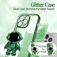 thumbnail image 4 of For iPhone 12 Pro Case Astronaut, Clear Cases for iPhone 12 Pro with Glitter Paper & Spaceman Stand, Women Girls Cute Electroplated Sparkly Space Phone Cover for 12 Pro Green, 4 of 12