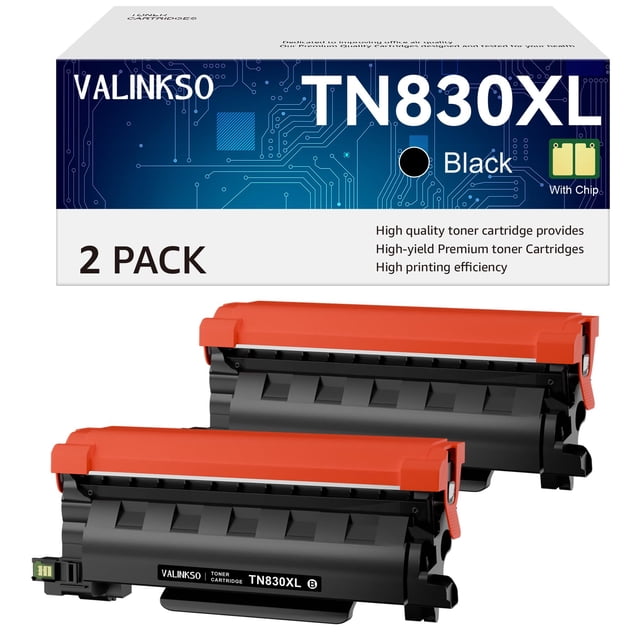 Cartucho de tóner Valinkso TN830XL, paquete de 2, negro