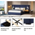 thumbnail image 4 of SWQQWEI Queen Bed Frame with Headboard,LED Lamp Design,Vertical Channel Tufted Wingback Headboard,Strong Wooden Slats,Easy Assembly, 4 of 8