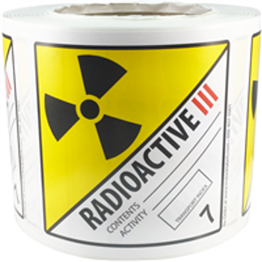 Hazard Class 7 D.O.T. Radioactive III Labels 4 x 4" Inch Square 500