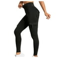 thumbnail image 3 of CFLVAEK Cargo Yoga Pants for Women with Pockets Casual High Waisted Running Hiking Leggings Tummy Control Stretch Legging Solid Color Workout Pant Black XS, 3 of 8