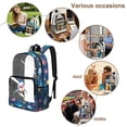 thumbnail image 4 of FKELYI Cartoon Shark Blue Print 17 Inch Clear Backpack Kids Backpack See Through Schoolbag Spacious Bookbag Boys Travel Bags for Elementary Student, 4 of 7