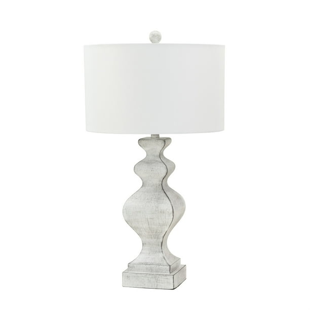 Set of 2 Farmhouse Glam White Distressed Table Lamp