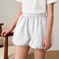 thumbnail image 6 of dazeni Girls Athletic Running Shorts High Waisted Wide Leg Shorts Quick Dry Basketball Workout Gym Bubble Shorts with Pockets White 15-16Years, 6 of 8