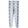 thumbnail image 6 of Wutalume Men's Drawstring Pocket Cuffed Casual Pants with Checkered Print, Designed for Home and Sleep Wear, Offering Comfort with Elastic Waist,Light Blue 3XL, 6 of 7