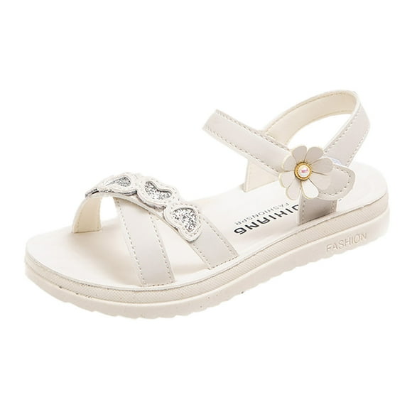 XASZHN Children Shoes Summer Flower Sandals Fashion Little Girls Soft Sole Princess Sandals Toddler Sandals for Outdoor Play White 12